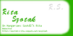 rita szotak business card